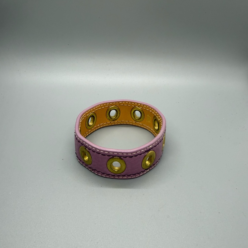 Coach Lavender Leather and Gold Grommet Bracelet